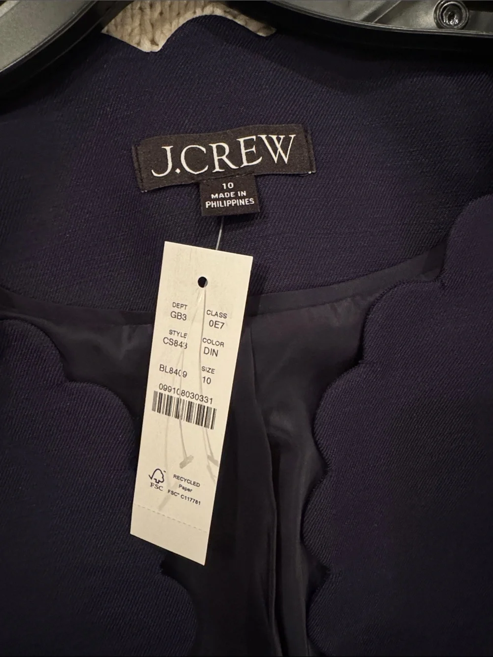 J.Crew Louisa lady jacket with scalloped trim in Gramercy linen blend CS843